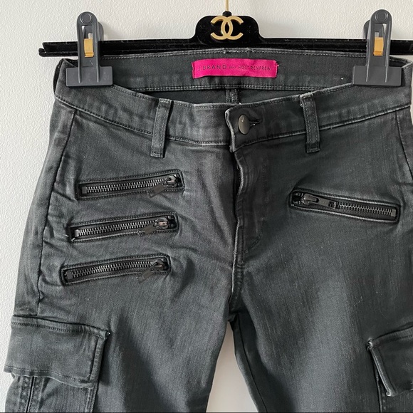 J Brand Pour Holt Renfrew Cargo Jeans Faded Black Size 25 Zippers Pockets - Picture 2 of 3